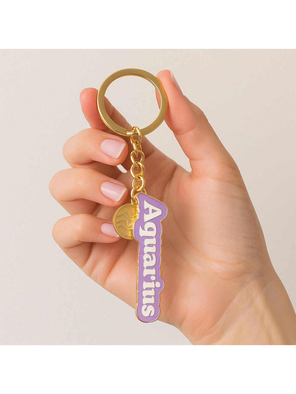 Modern Expressions "Aquarius" Keychain Purple & Gold 1 Count Metal 738440 Gift
